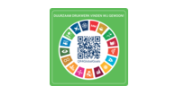 QR4GlobalGoals-code voor meerdere SDG-doelen met tekstregel boven de QR-code.